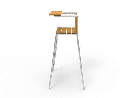 3d illustration of umpire chair. white background isolated. wood and steel. icon for game web. sport attribute.の写真素材
