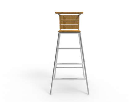 3d illustration of umpire chair. white background isolated. wood and steel. icon for game web. sport attribute.の写真素材