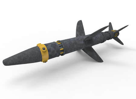 3d illustration of generic missile. nice and clean metal. isolated on white backgroundの写真素材