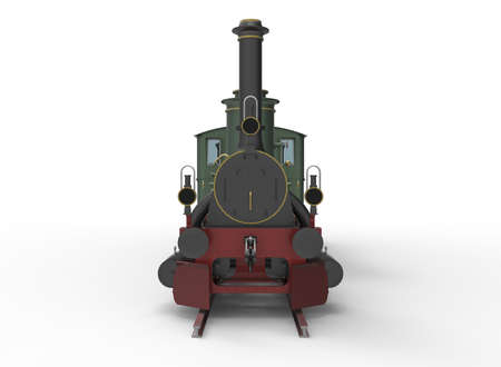 3d illustration of generic locomotive with railway carriage. nice and clean metal. isolated on white backgroundの写真素材