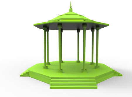 3d illustration of gazebo. white background isolated. icon for game web.の写真素材