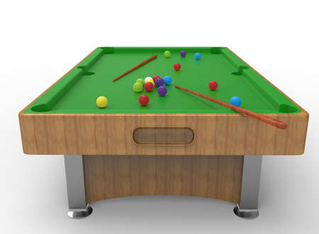 3d illustration of snooker table. white background isolated. icon for game web.の写真素材