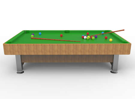 3d illustration of snooker table. white background isolated. icon for game web.の写真素材