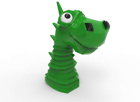 3d illustration of cartoon dragon face. white background isolated. icon for game web.の写真素材