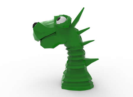 3d illustration of cartoon dragon face. white background isolated. icon for game web.の写真素材