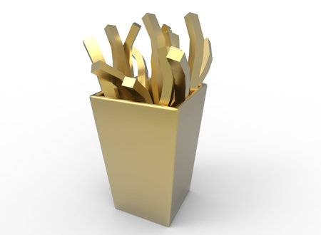 3d illustration of cartoon french fries. white background isolated. icon for game web.