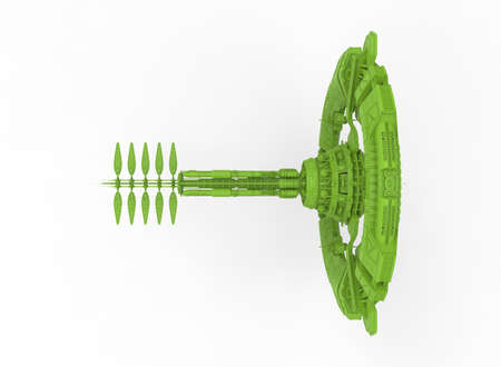 3d illustration of space station. white background isolated. icon for game web.の写真素材