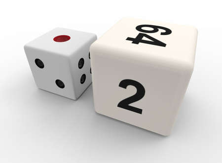 3d illustration of dice. white background isolated. icon for game web.の写真素材
