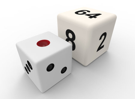 3d illustration of dice. white background isolated. icon for game web.