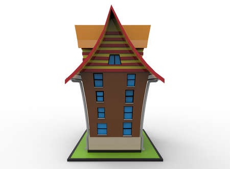 3d illustration of cartoon house. white background isolated. icon for game web.の写真素材