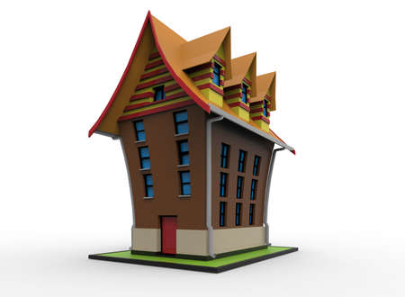 3d illustration of cartoon house. white background isolated. icon for game web.の写真素材