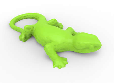 3d illustration of green lizard. white background isolated. icon for game web.の写真素材