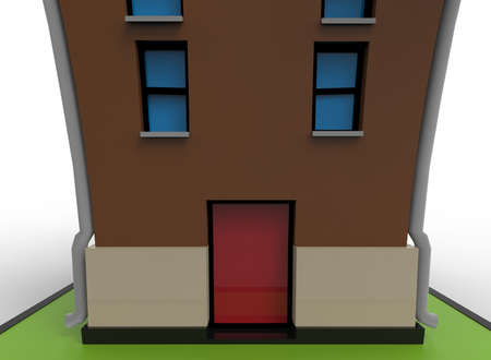 3d illustration of cartoon house. white background isolated. icon for game web.の写真素材