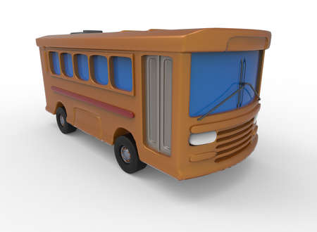 3d illustration of cartoon bus. white background isolated. icon for game web.の写真素材