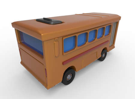 3d illustration of cartoon bus. white background isolated. icon for game web.の写真素材