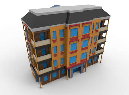 3d illustration of cartoon house. white background isolated. icon for game web.の写真素材