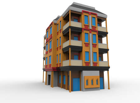 3d illustration of cartoon house. white background isolated. icon for game web.の写真素材