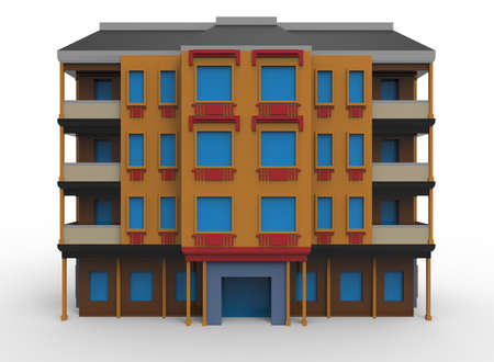 3d illustration of cartoon house. white background isolated. icon for game web.の写真素材