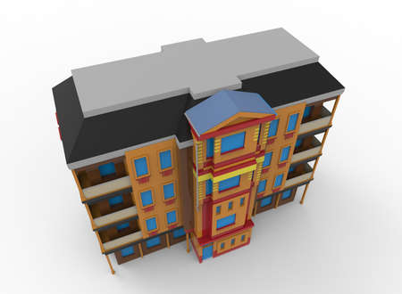 3d illustration of cartoon house. white background isolated. icon for game web.の写真素材