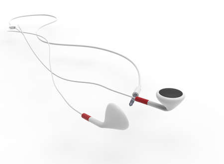 3d illustration of earphones. white background isolated. icon for game web.の写真素材