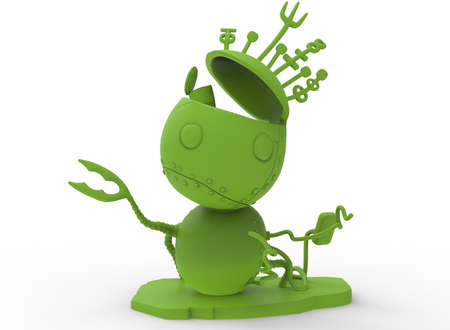3d illustration of cute robot. white background isolated. icon for game web.の写真素材