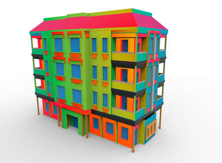 3d illustration of cartoon house. white background isolated. icon for game web.の写真素材