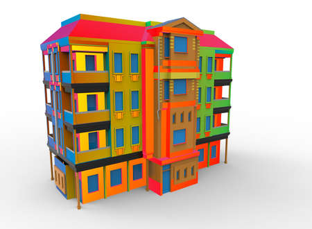 3d illustration of cartoon house. white background isolated. icon for game web.の写真素材