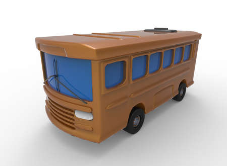 3d illustration of cartoon bus. white background isolated. icon for game web.の写真素材