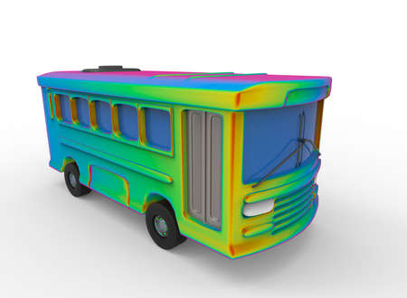 3d illustration of cartoon bus. white background isolated. icon for game web.の写真素材