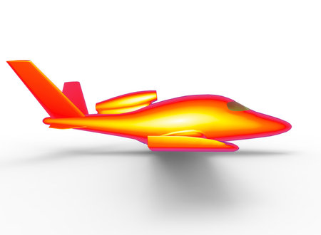 3d illustration of cartoon plane. white background isolated. icon for game web.