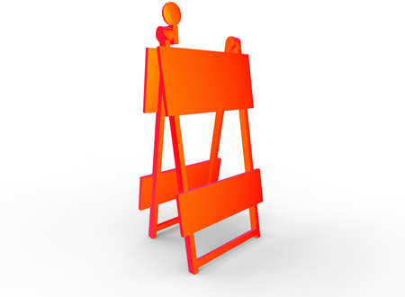 3d illustration of road barricade. white background isolated. icon for game web.の写真素材