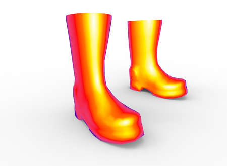 3d illustration of boots. white background isolated. icon for game web.の写真素材