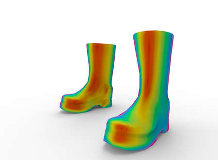 3d illustration of boots. white background isolated. icon for game web.の写真素材