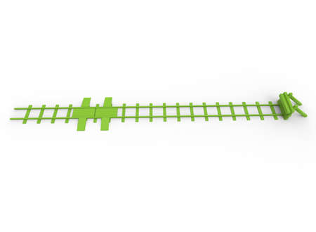 3d illustration of railway bumper. white background isolated. icon for game web.の写真素材