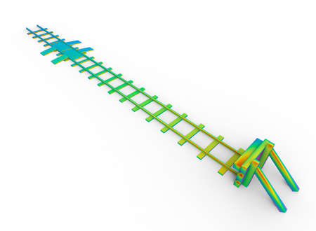 3d illustration of golden railway bumper. white background isolated. icon for game web.の写真素材