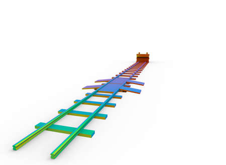 3d illustration of golden railway bumper. white background isolated. icon for game web.の写真素材
