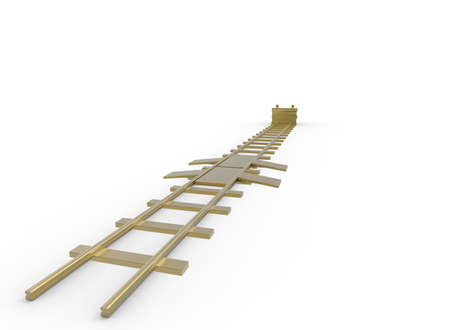 3d illustration of golden railway bumper. white background isolated. icon for game web.の写真素材