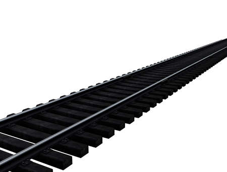 3d illustration of railroad track. white background isolated. icon for game web.の写真素材