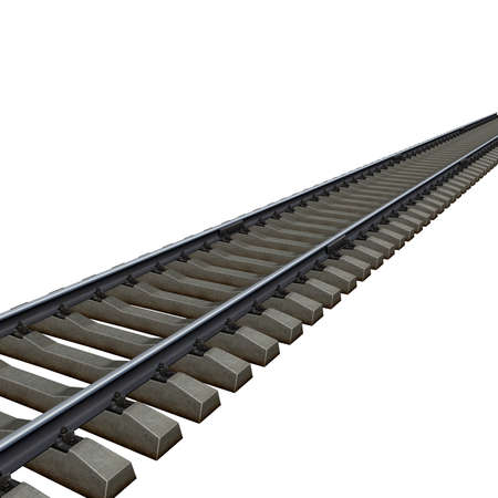 3d illustration of railroad track. white background isolated. icon for game web.の写真素材
