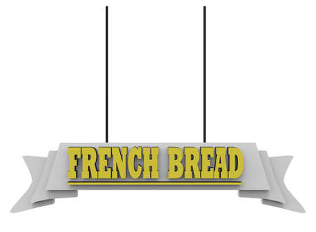3d illustration of french bread sign. white background isolated. icon for game web.の写真素材
