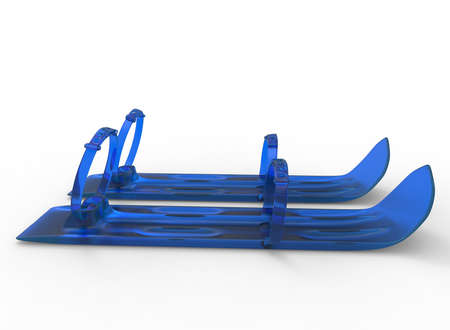 3d illustration of kids skis. white background isolated. icon for game web.の写真素材