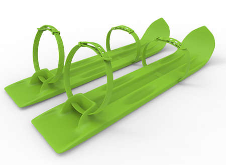 3d illustration of kids skis. white background isolated. icon for game web.の写真素材