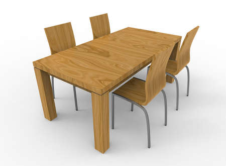 3d illustration of chairs with table. white background isolated. icon for game web.の写真素材