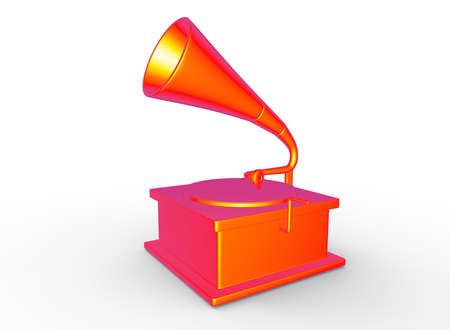 3d illustration of colored old gramophone record. white background isolated. icon for game web.の写真素材