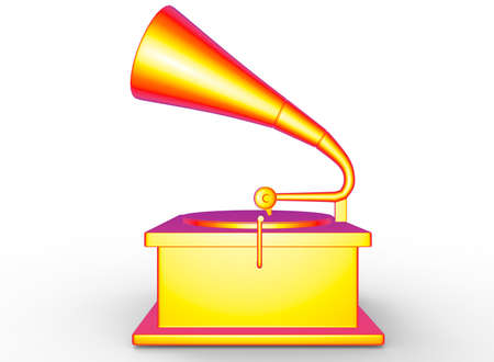 3d illustration of colored old gramophone record. white background isolated. icon for game web.の写真素材