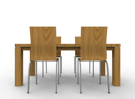 3d illustration of chairs with table. white background isolated. icon for game web.の写真素材