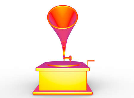 3d illustration of colored old gramophone record. white background isolated. icon for game web.の写真素材