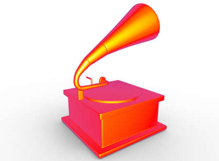 3d illustration of colored old gramophone record. white background isolated. icon for game web.の写真素材