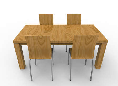 3d illustration of chairs with table. white background isolated. icon for game web.の写真素材