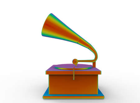 3d illustration of colored old gramophone record. white background isolated. icon for game web.の写真素材